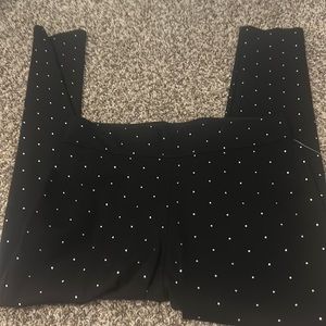 NWT black leggings with silver polka dots